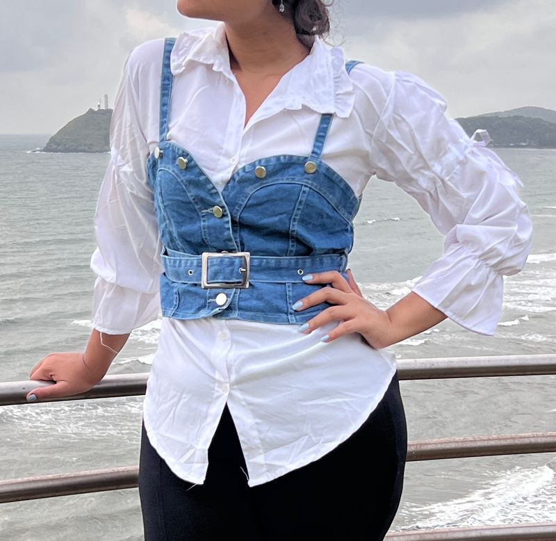 White Puffed Sleeve Shirt