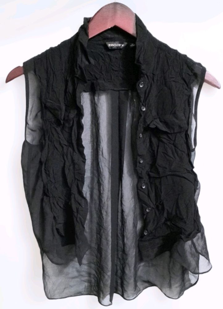 Black Sheer Ruffled Blouse (Woman)