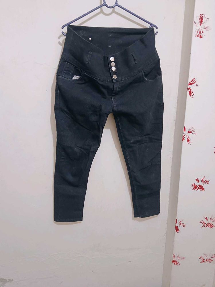 High-Waisted Black Jeans