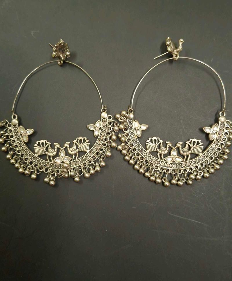 Hoop Peacock Earrings
