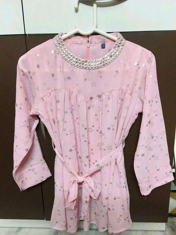 Pink Star Print Top