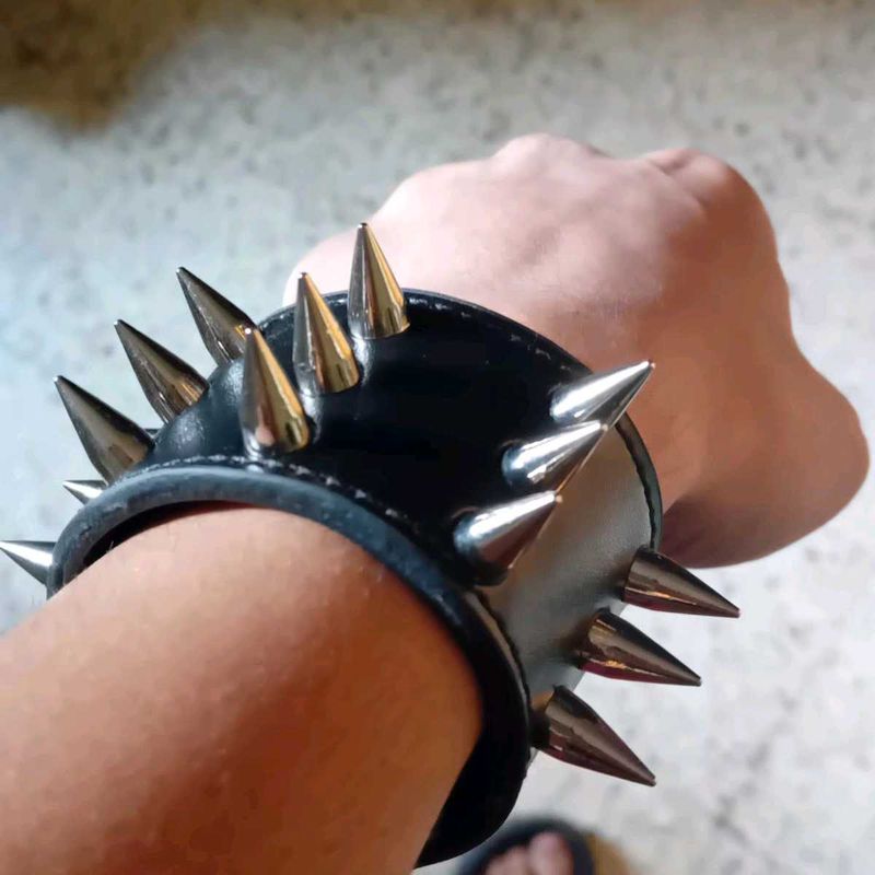 Goth Punk Alt Metal Spiked Leather Bracelet Cuff