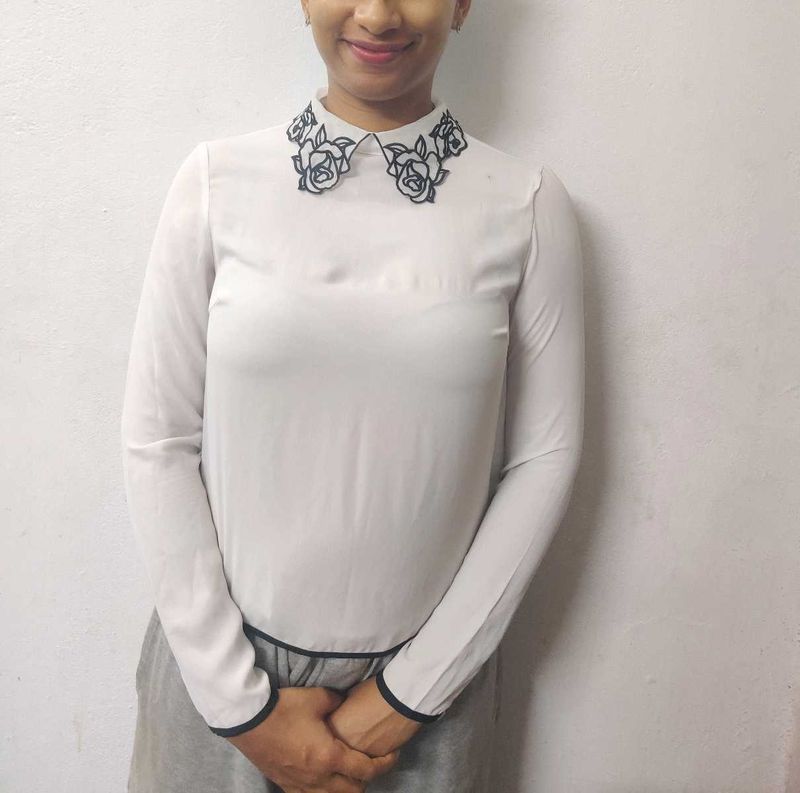 White Floral Blouse