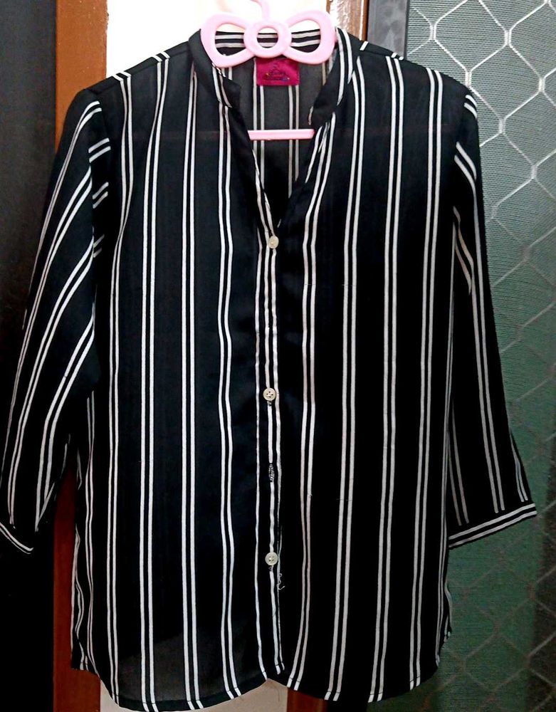 Striped 3/4 Sleeve Shirt For Women