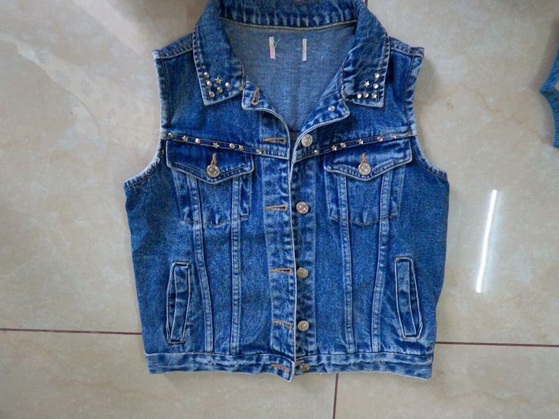 Denim Vest with Studs