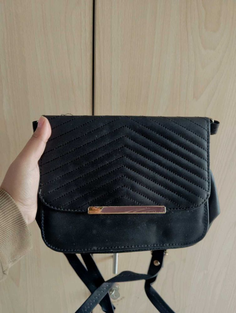 Black Quilted Crossbody Bag