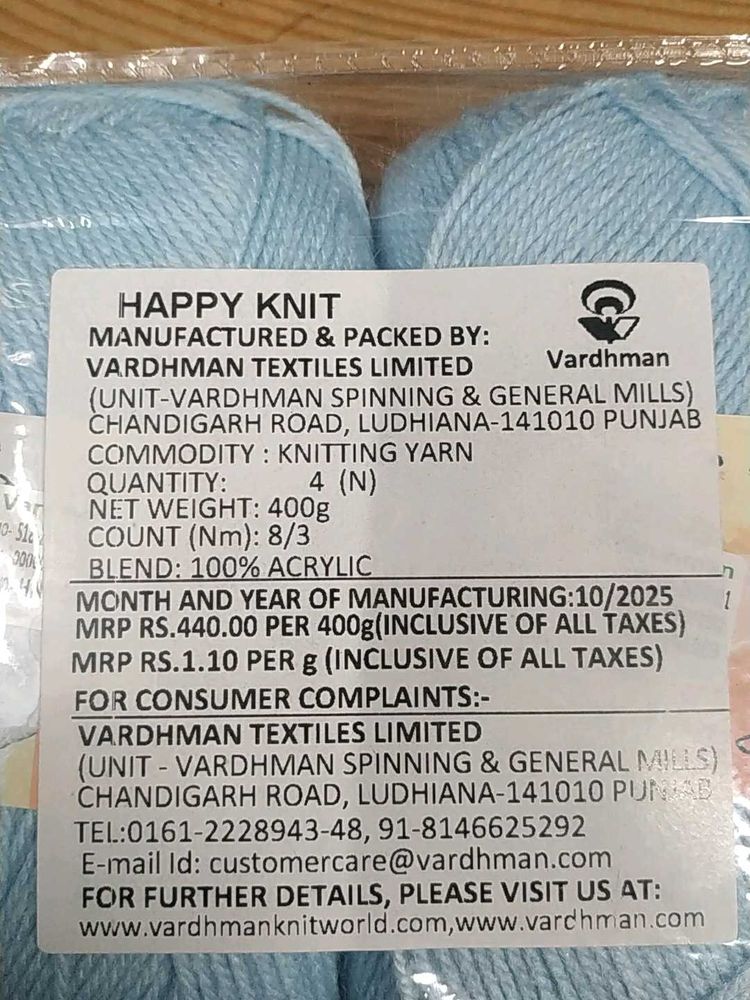 Vardhman Happy Knit 100% Acrylic Knitting Yarn