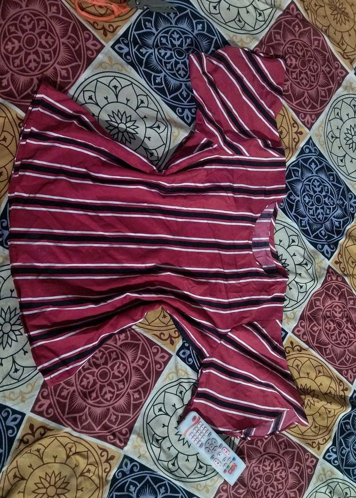 Red N Black Line Top