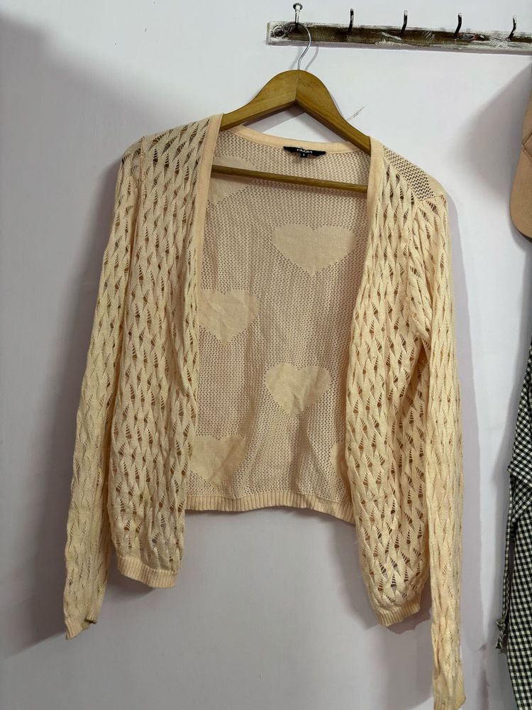 Heart Pattern Knitted Cardigan