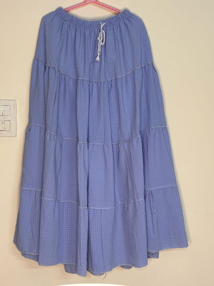 Blue Tiered Maxi Skirt