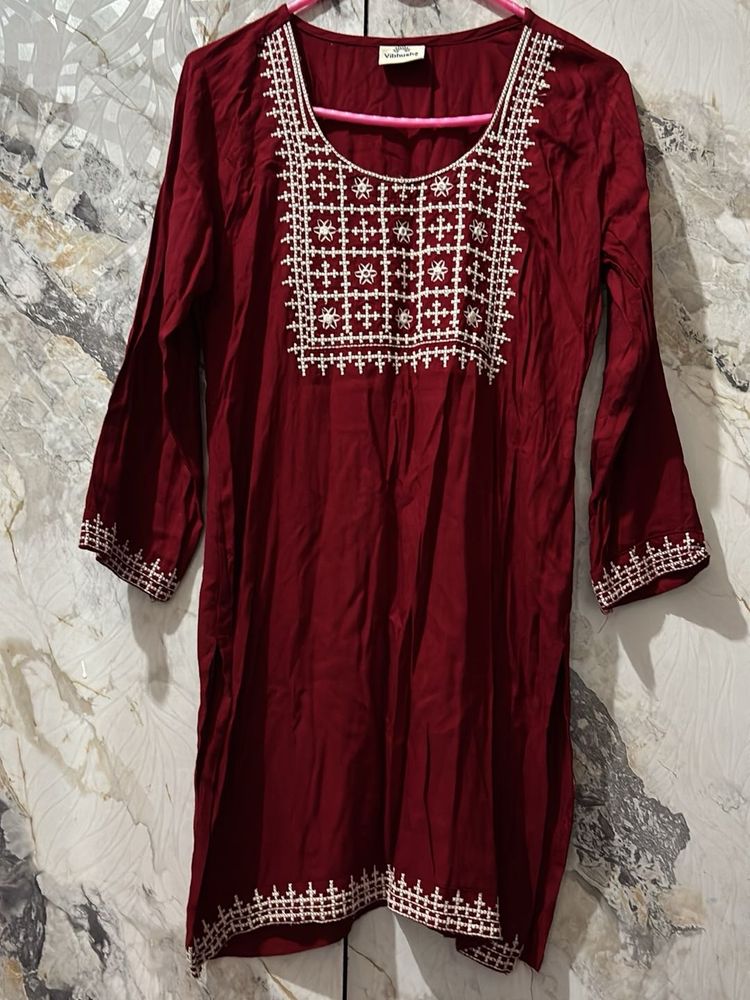 Burgundy Embroidered Tunic