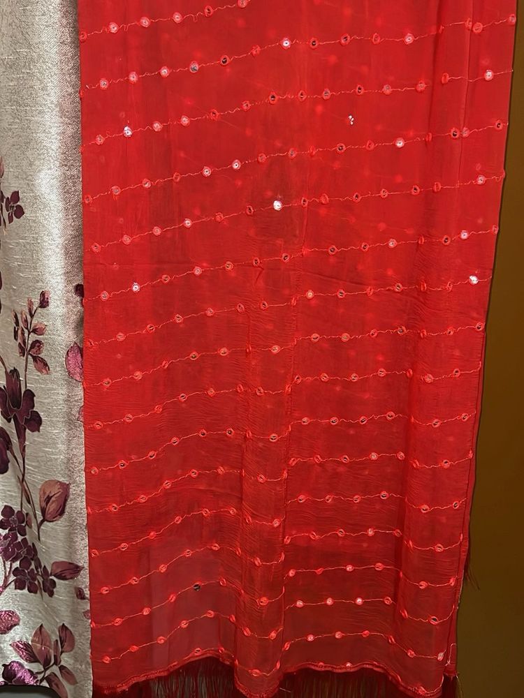 Red Sequin Dupatta