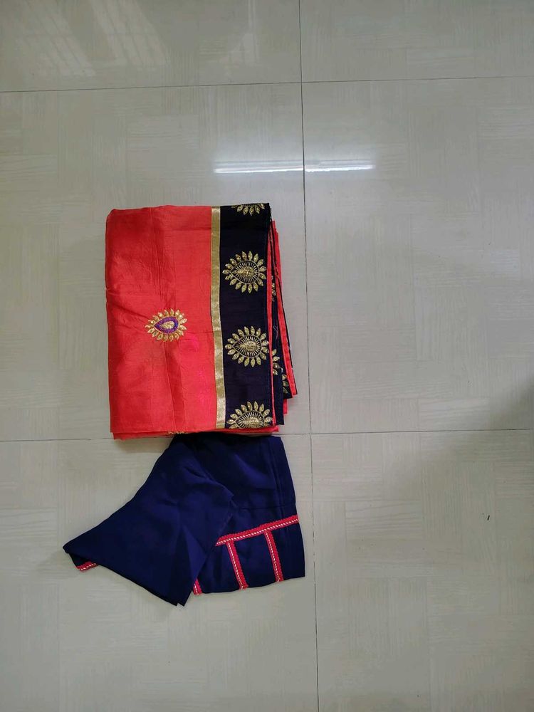 Orange Embroidery Saree