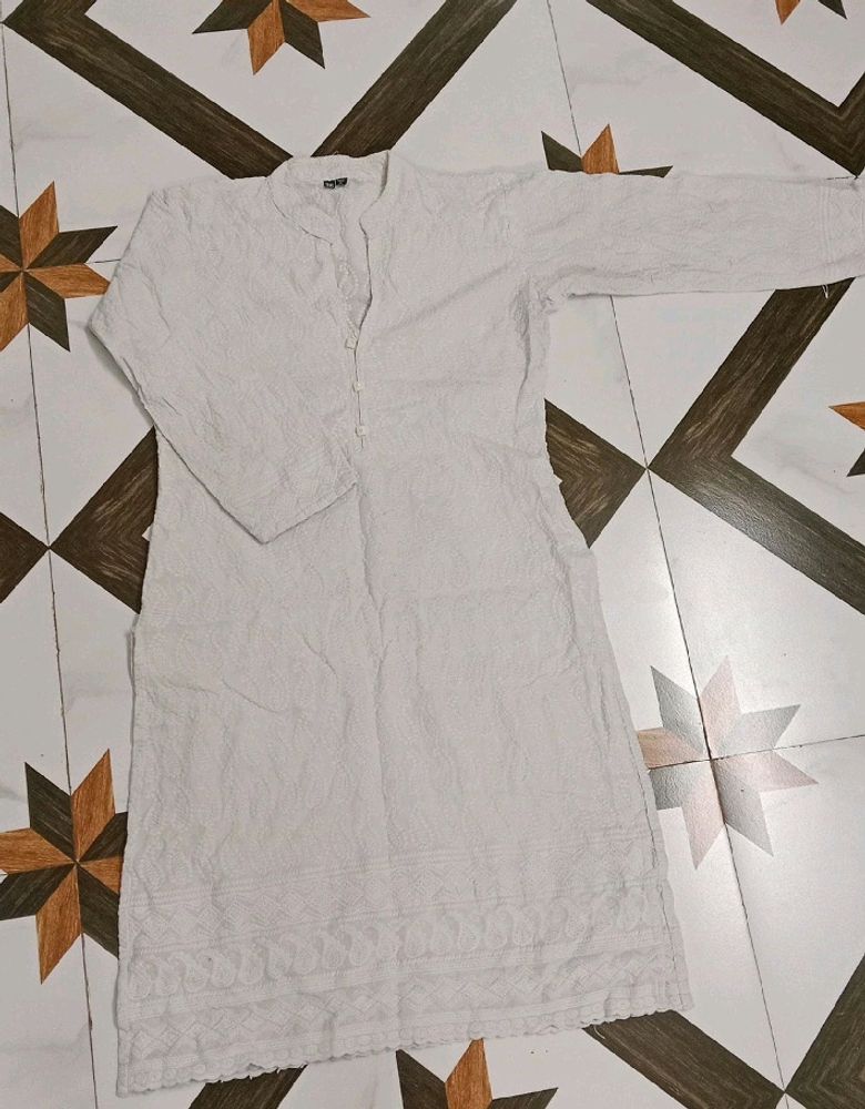 Deal Of The Day💥 White Embroidered Kurta