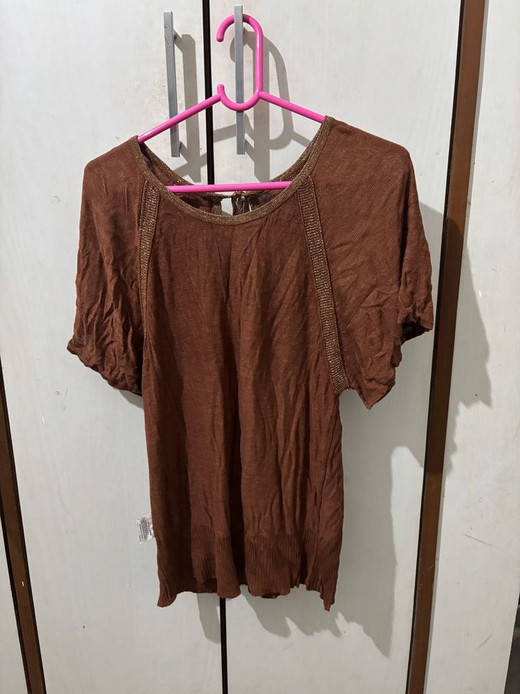 Scullers Brown Short Sleeve Top