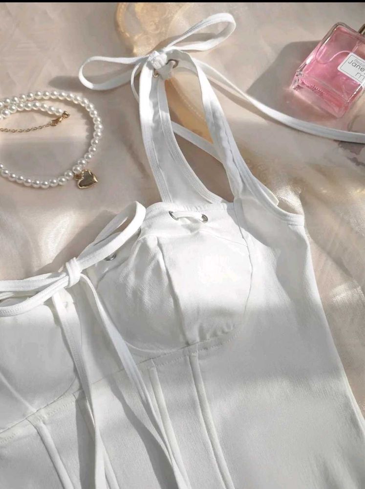 White Tie Detail Corset Top