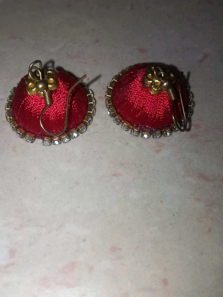 Red &amp; Gold Tone Earrings