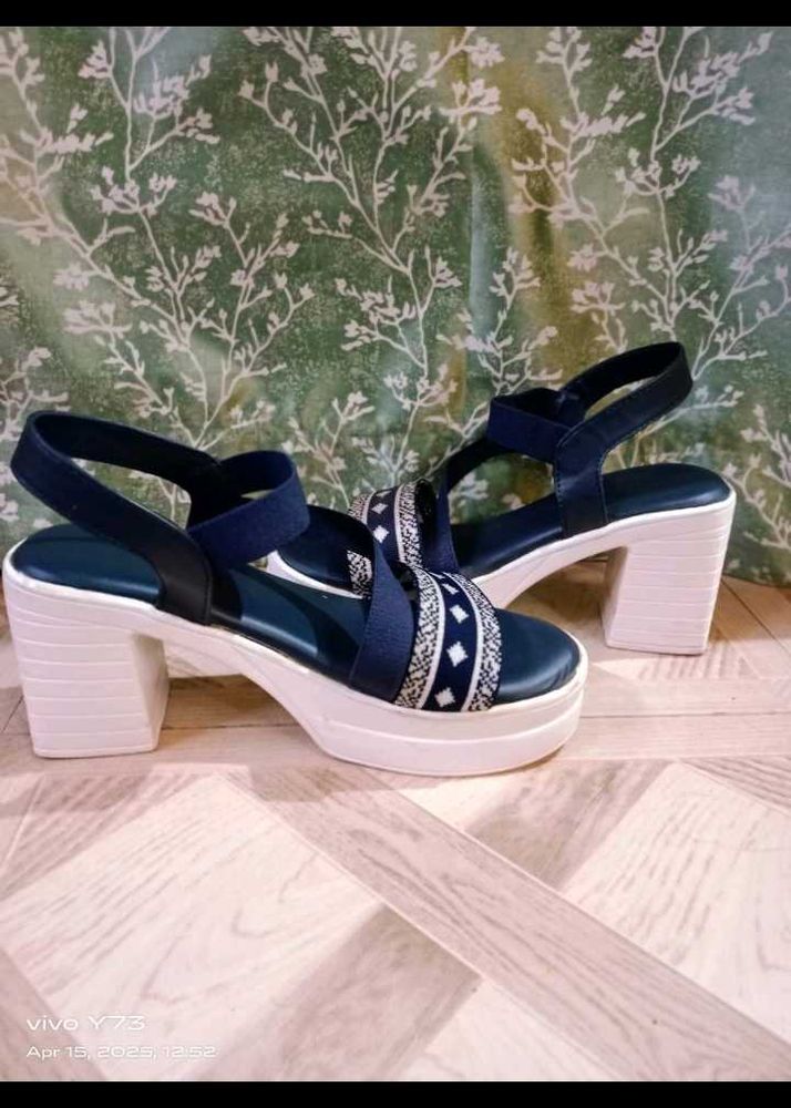 Navy Blue Platform Sandals