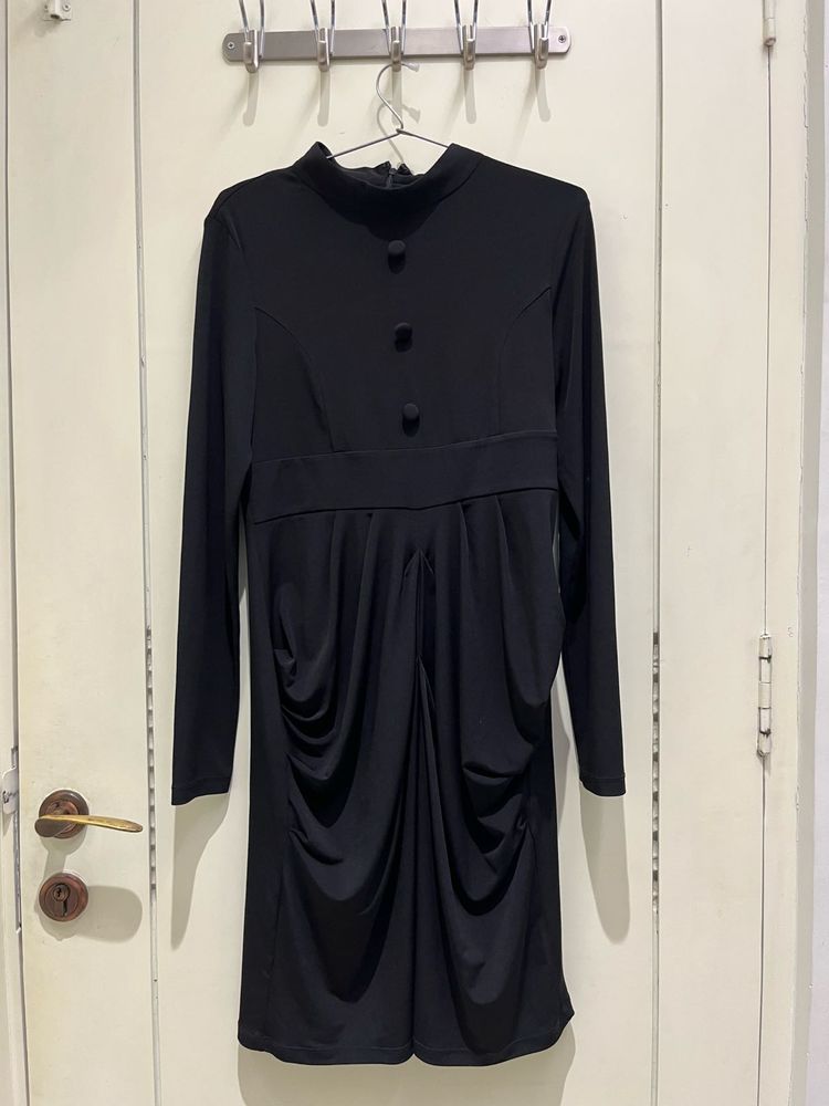Modest Black High Neck Dress