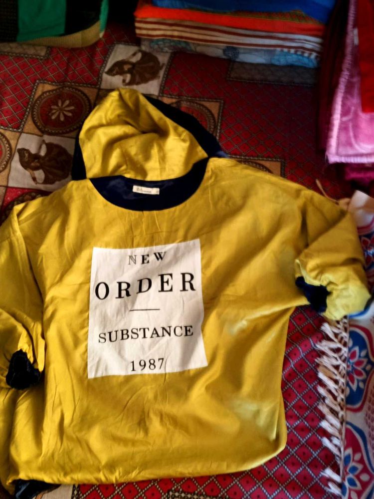 Yellow Graphic Hoodie double sided