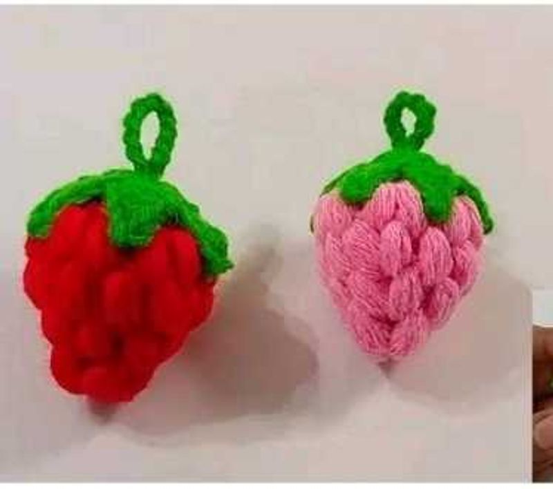 Crochet Strawberry Charm