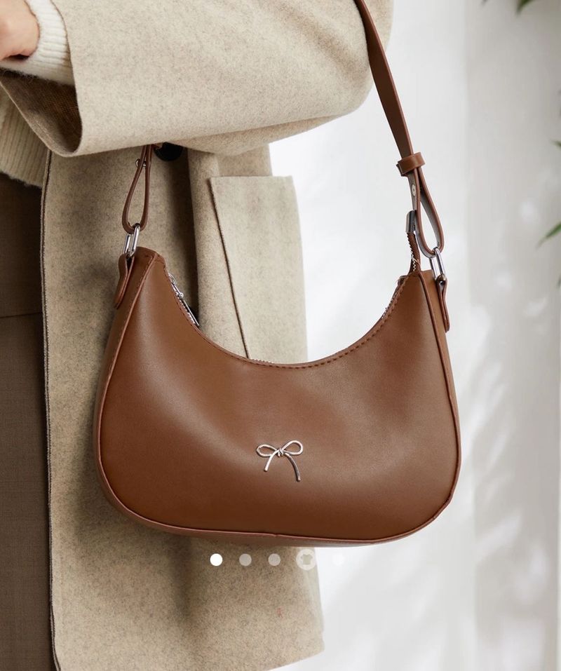 Brown Shoulder Bag with Bow Detail