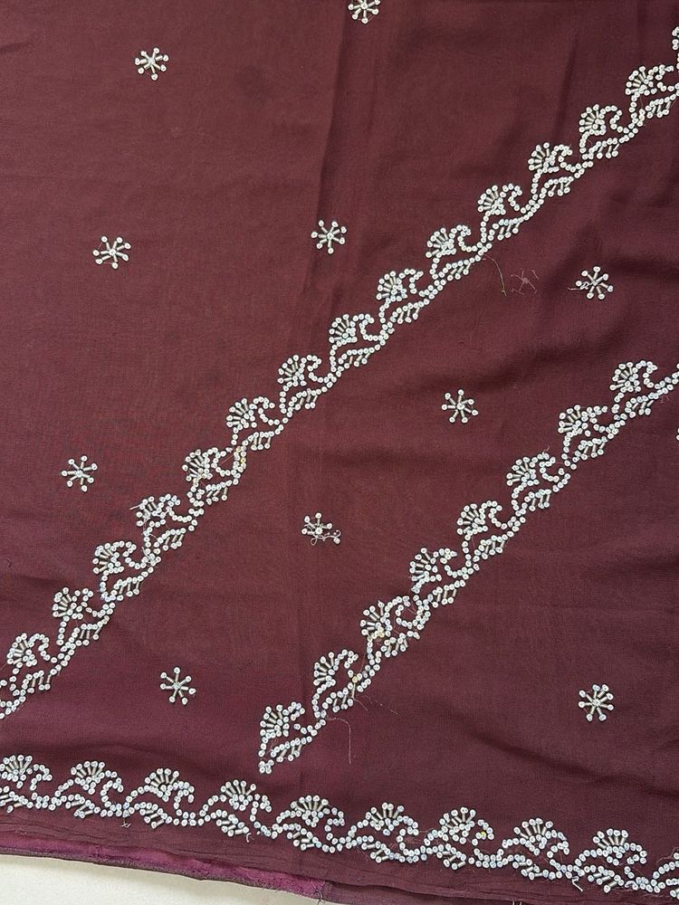 Maroon saree  with Embroidery