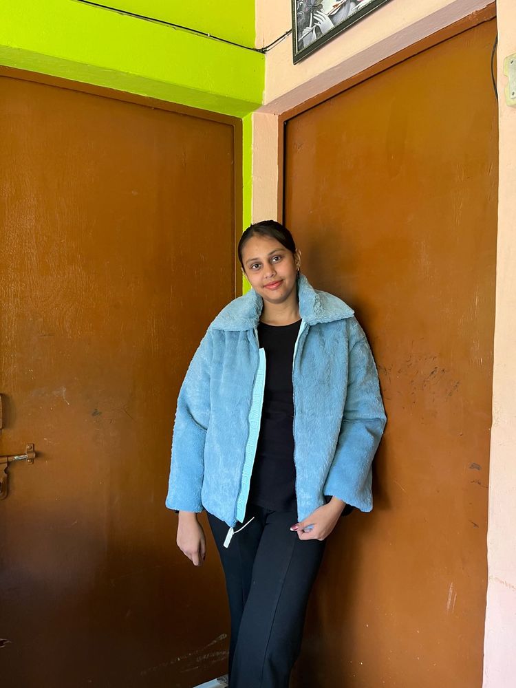 Blue Faux Fur Jacket