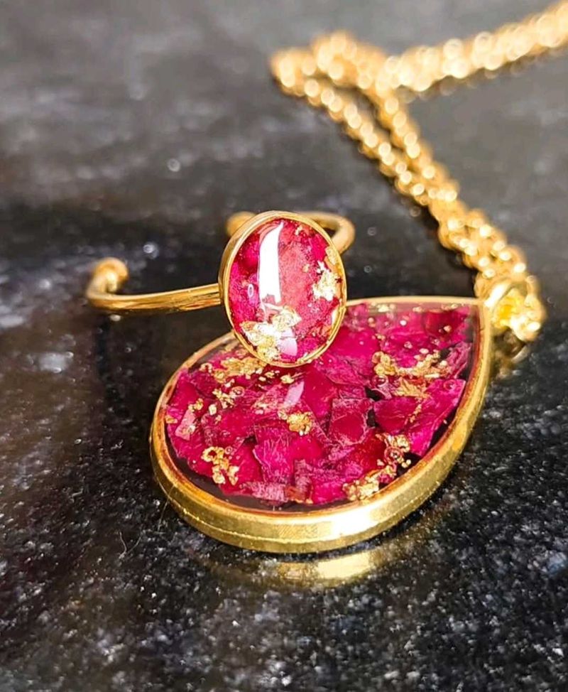 Resin Pendent And Adjustable Ring