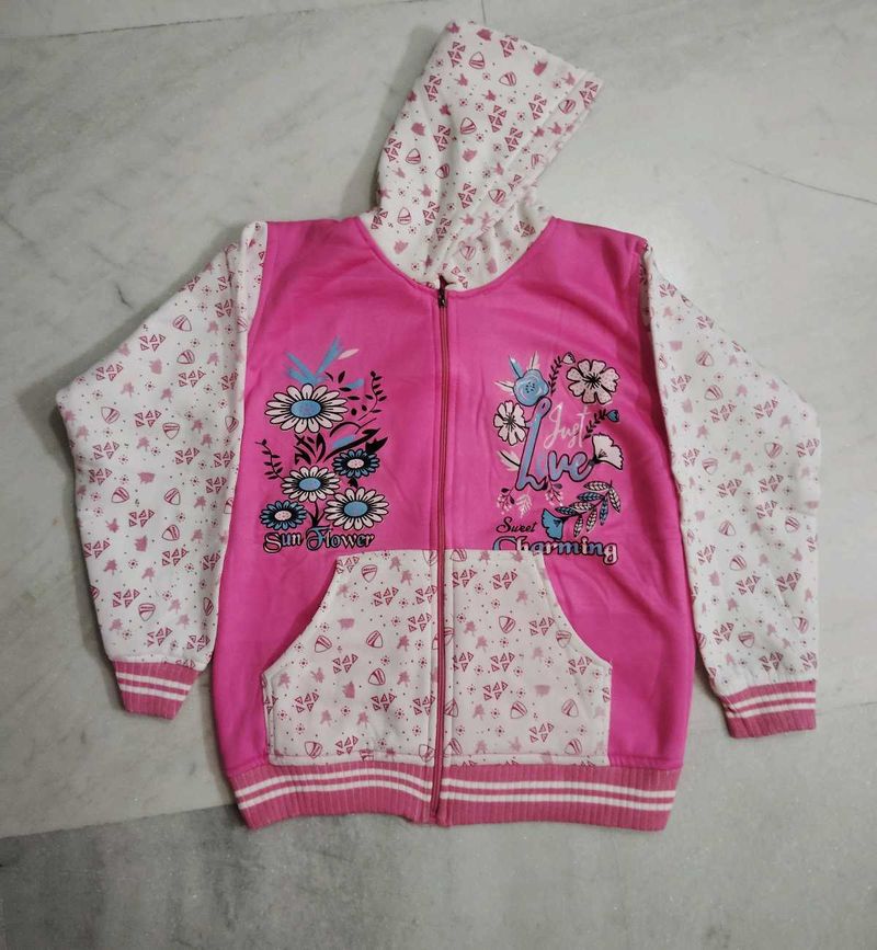 Cute Women Pink Floral Hoodie