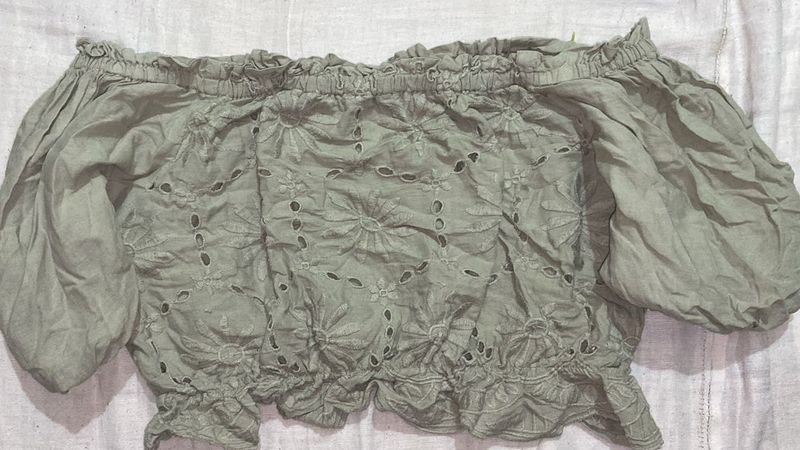 Olive Green Off-Shoulder Top