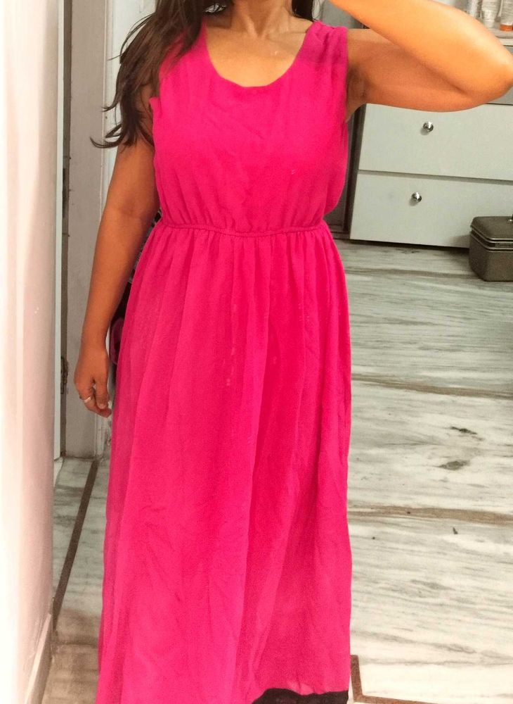 Stylish Fuschia Pink Gown Dress