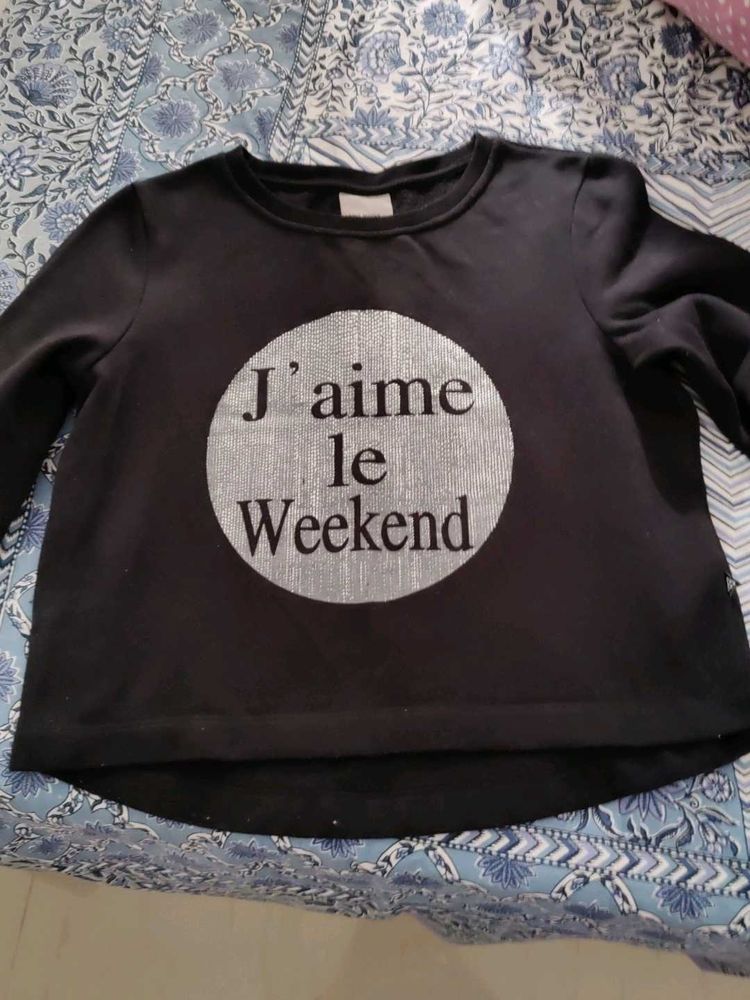 Black Veromoda 'J'aime le Weekend' Top