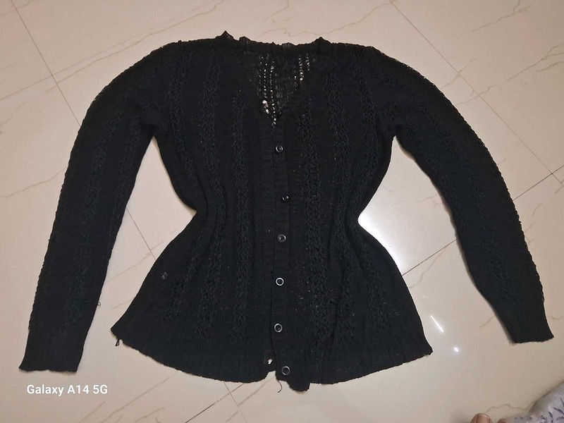 Black Netted Cardigan