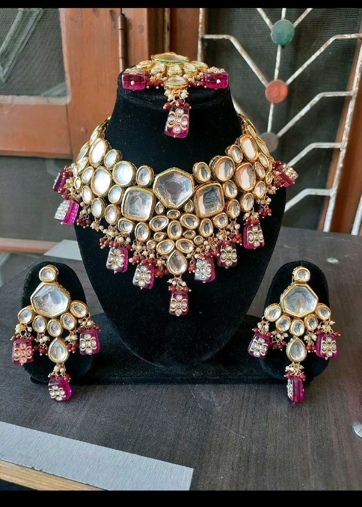 Beautiful Purple Kundan Jewelry Set