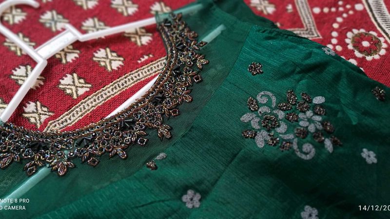 Embroidered Green long frock
