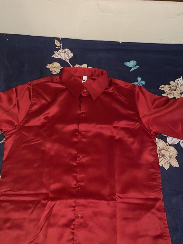 Red Button-Down Shirt