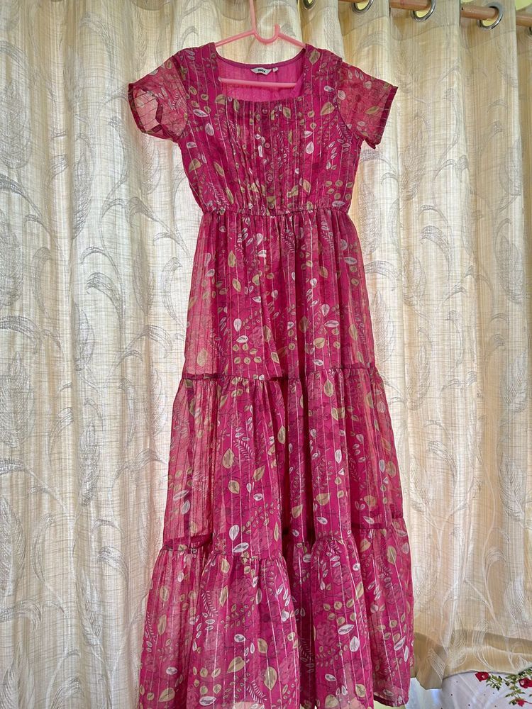 Pink Printed Long Dress