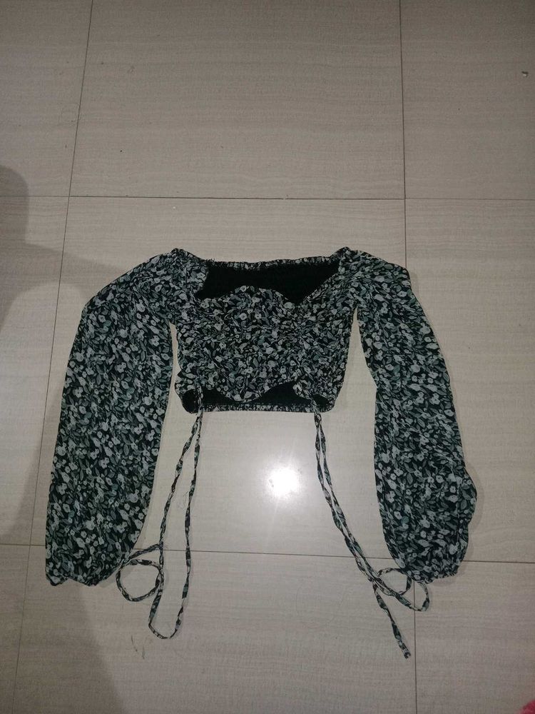 Floral Long Sleeve Crop Top