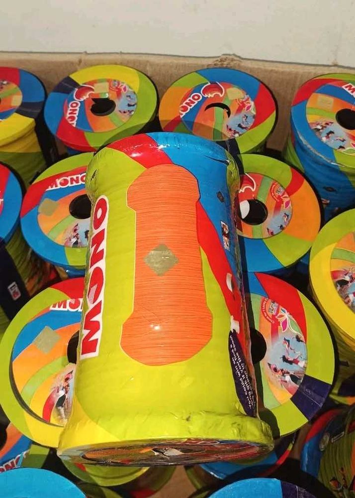 Light Orange Mono Kite Manja With Golden Chip