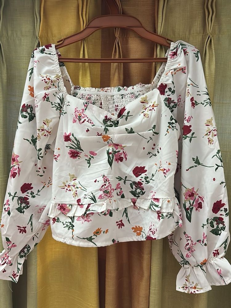 White Floral Top