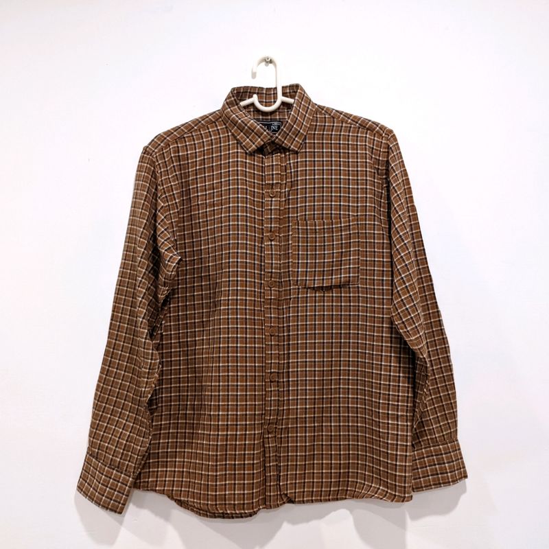 Korean Brown Checked Shirt