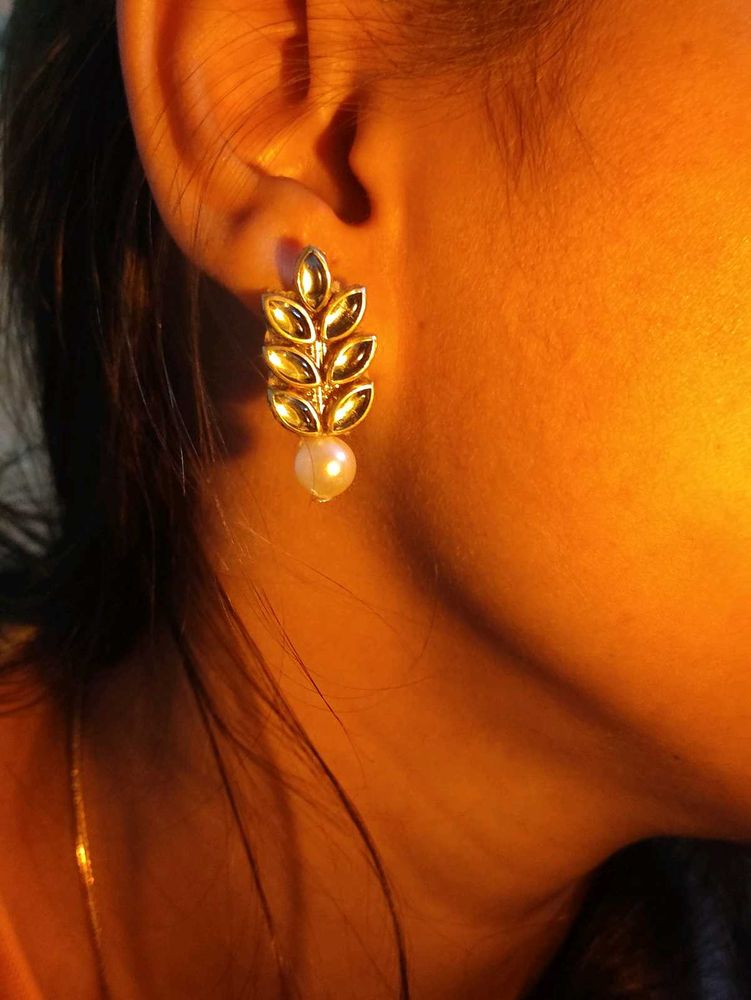 Pearl Leaf Earrings