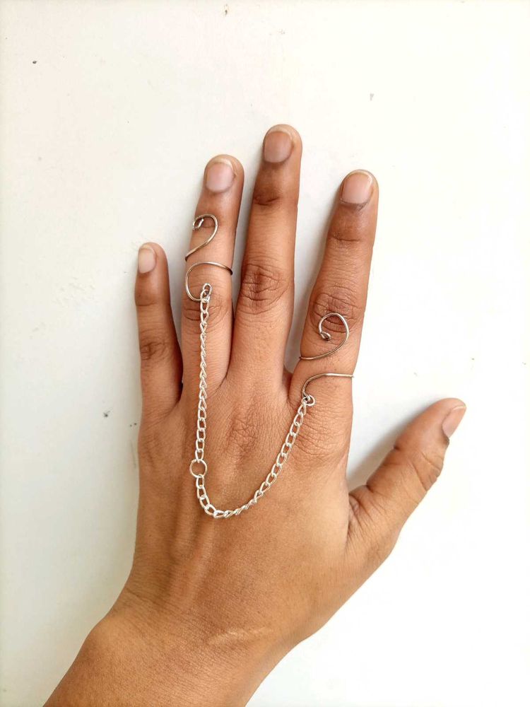 Punk Style Rings With Chain