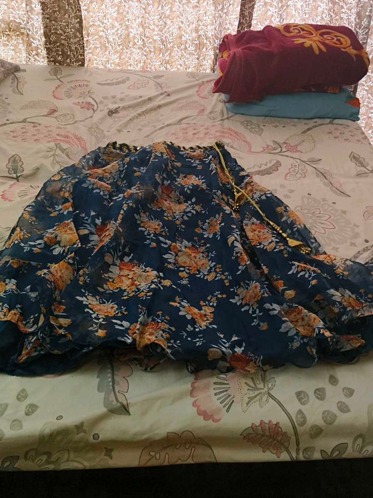 Floral Print Lhenga Choli Set