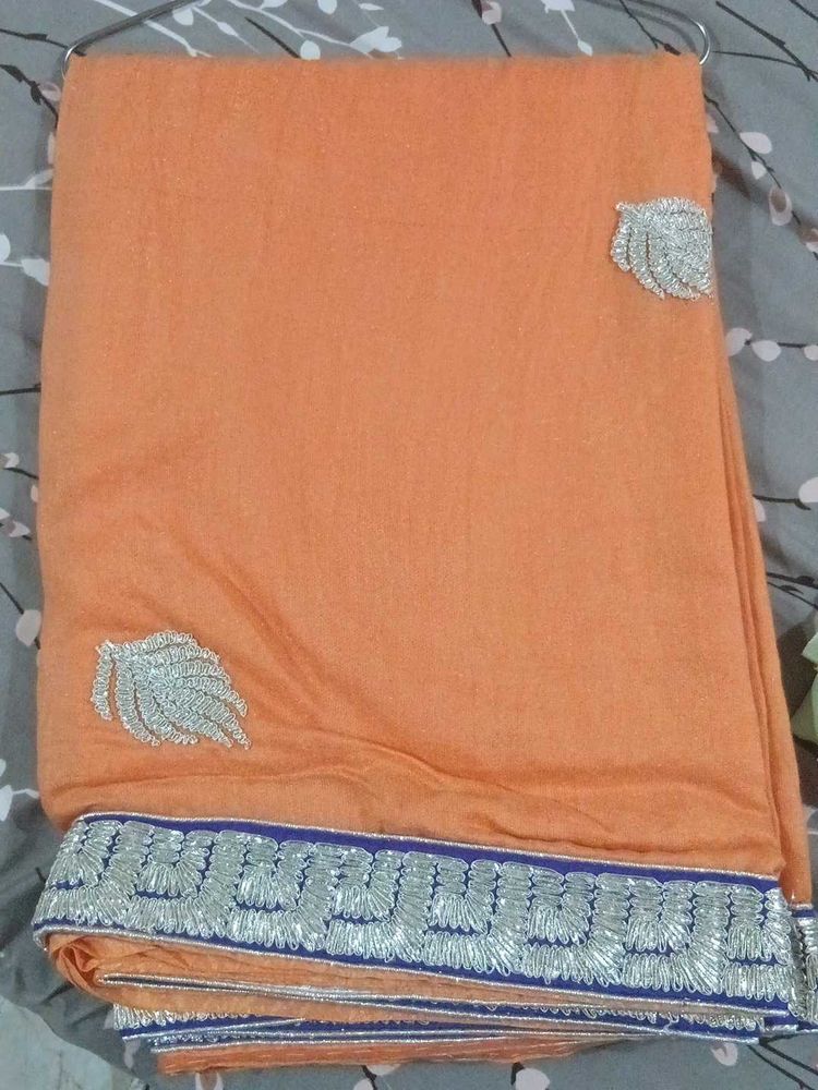 Peach Embroidered Saree