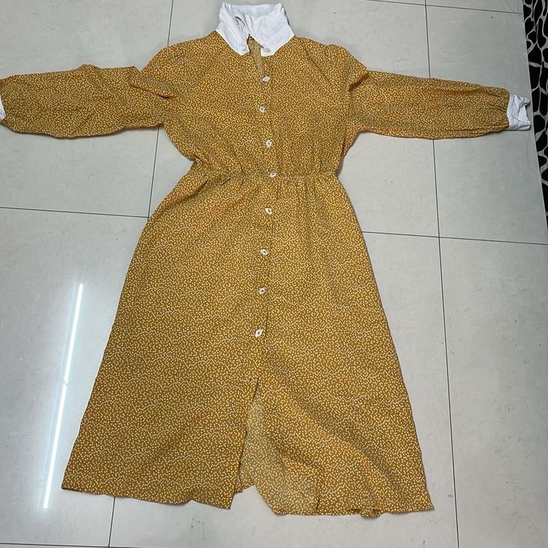 A Mustard Colour Senthetic Dress