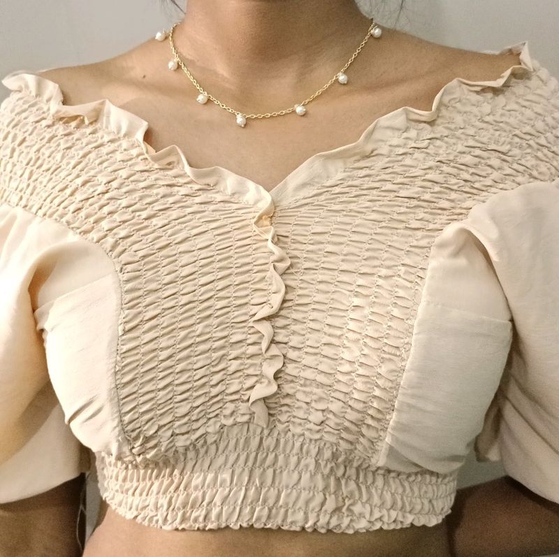 Beige Crop Top