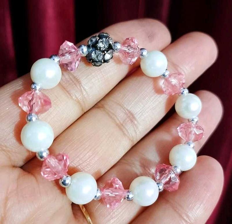 Pink &amp; Pearl Crystal Bracelet