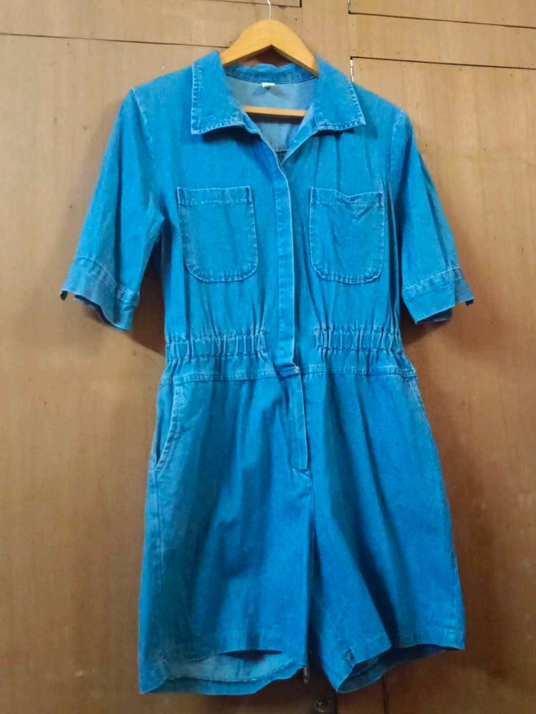 Denim Short Sleeve Romper